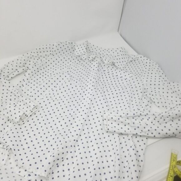 Liz Claiborne Polka Dot Button Up White and Blue Size Small - Picture 2 of 3